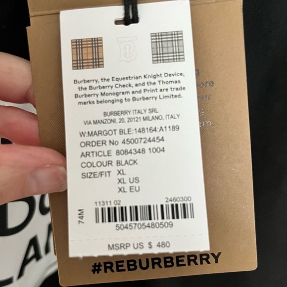 BURBERRY T Shirt Minimalist Block Lettering Women’s XL NWT - Picture 5 of 6